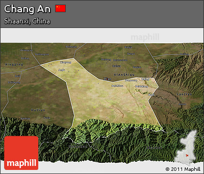 Satellite 3D Map of Chang An, darken