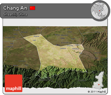 Satellite 3D Map of Chang An, darken