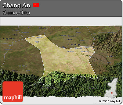 Satellite 3D Map of Chang An, darken