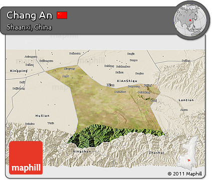 Satellite 3D Map of Chang An, shaded relief outside