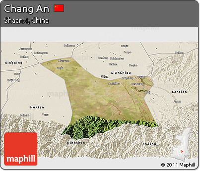 Satellite 3D Map of Chang An, shaded relief outside