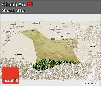 Satellite 3D Map of Chang An, shaded relief outside