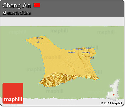 Savanna Style 3D Map of Chang An, single color outside