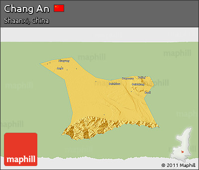 Savanna Style 3D Map of Chang An, single color outside
