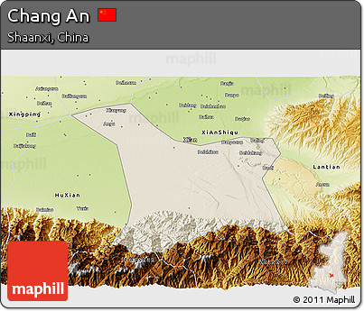 Shaded Relief 3D Map of Chang An, physical outside