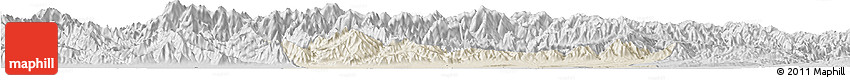 Shaded Relief Horizon Map of Chang An, desaturated