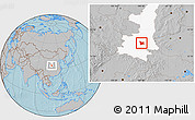Gray Location Map of Chang An, highlighted parent region, hill shading