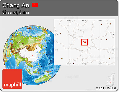 Physical Location Map of Chang An, highlighted country