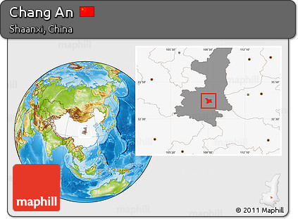 Physical Location Map of Chang An, highlighted country, highlighted parent region