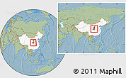Savanna Style Location Map of Chang An, highlighted country, highlighted parent region, within the entire country, hill shading