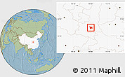 Savanna Style Location Map of Chang An, highlighted country, hill shading