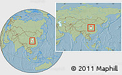 Savanna Style Location Map of Chang An, highlighted parent region, within the entire country, hill shading