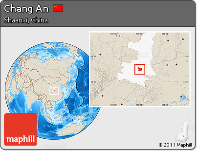 Shaded Relief Location Map of Chang An, highlighted parent region