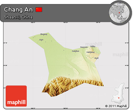 Physical Map of Chang An, cropped outside