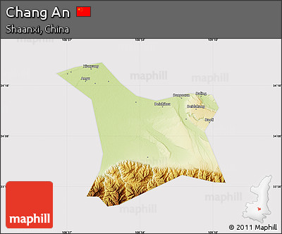 Physical Map of Chang An, cropped outside