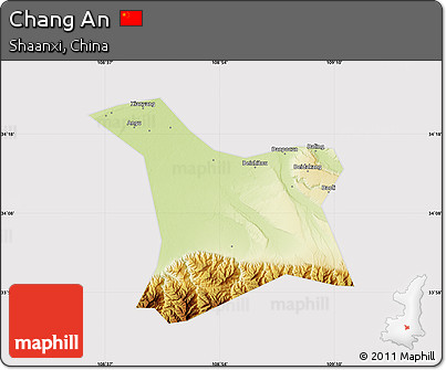 Physical Map of Chang An, cropped outside