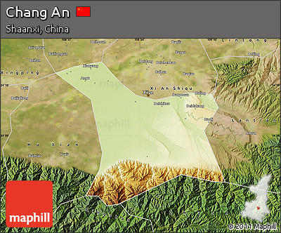 Physical Map of Chang An, satellite outside