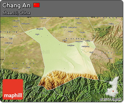 Physical Map of Chang An, satellite outside