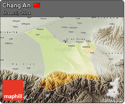 Physical Map of Chang An, semi-desaturated