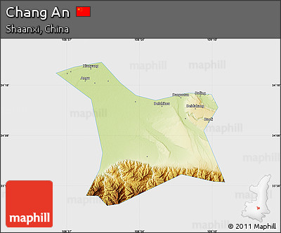 Physical Map of Chang An, single color outside