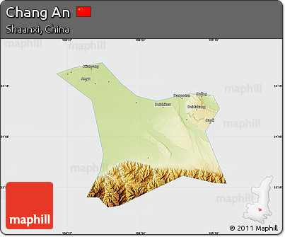 Physical Map of Chang An, single color outside