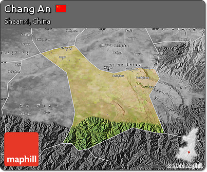 Satellite Map of Chang An, desaturated