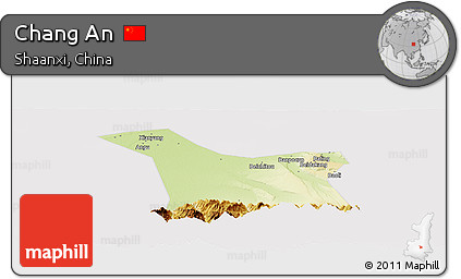Physical Panoramic Map of Chang An, cropped outside