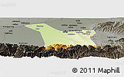Physical Panoramic Map of Chang An, darken, semi-desaturated