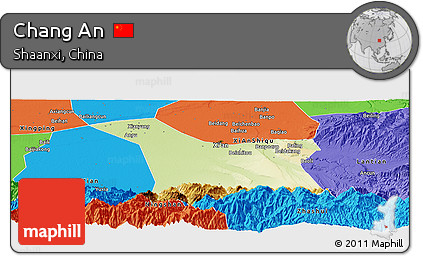 Physical Panoramic Map of Chang An, political outside