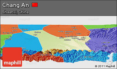 Physical Panoramic Map of Chang An, political outside