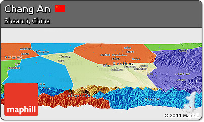 Physical Panoramic Map of Chang An, political outside