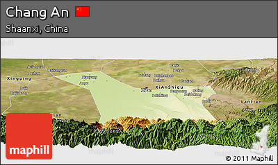 Physical Panoramic Map of Chang An, satellite outside