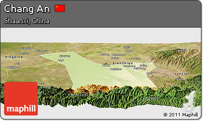 Physical Panoramic Map of Chang An, satellite outside