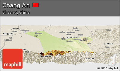 Physical Panoramic Map of Chang An, shaded relief outside