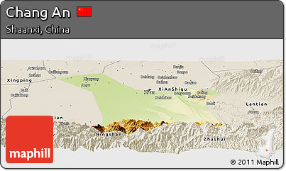 Physical Panoramic Map of Chang An, shaded relief outside