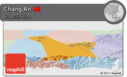 Political Panoramic Map of Chang An, lighten