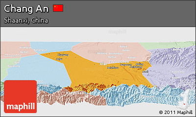 Political Panoramic Map of Chang An, lighten