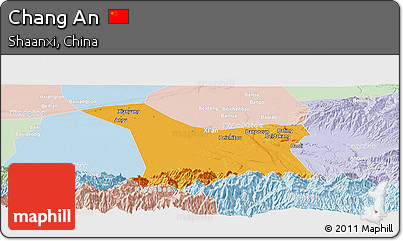 Political Panoramic Map of Chang An, lighten