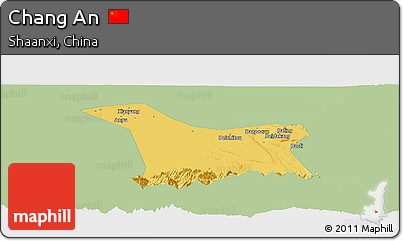 Savanna Style Panoramic Map of Chang An, single color outside