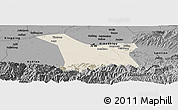Shaded Relief Panoramic Map of Chang An, darken, desaturated