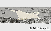 Shaded Relief Panoramic Map of Chang An, darken, semi-desaturated