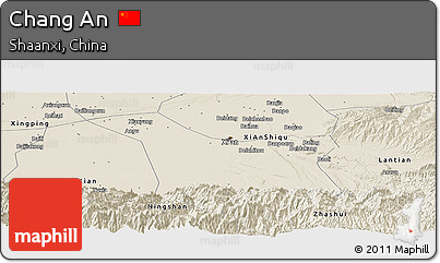 Shaded Relief Panoramic Map of Chang An