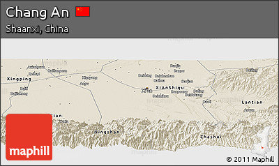 Shaded Relief Panoramic Map of Chang An
