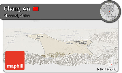 Shaded Relief Panoramic Map of Chang An, lighten