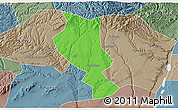 Political 3D Map of Chengcheng, semi-desaturated