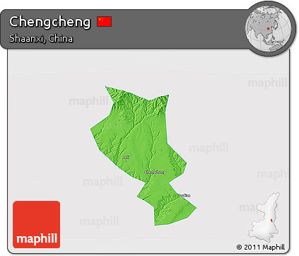 Political 3D Map of Chengcheng, single color outside