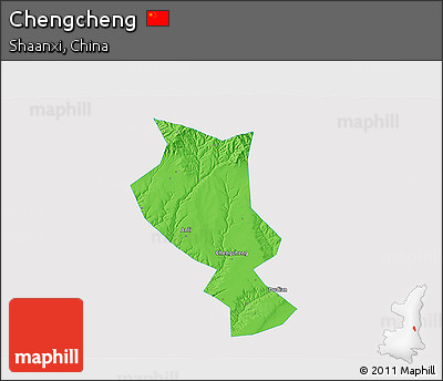 Political 3D Map of Chengcheng, single color outside