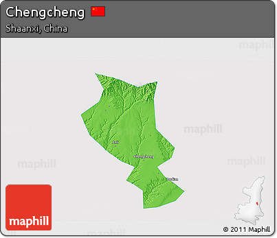 Political 3D Map of Chengcheng, single color outside