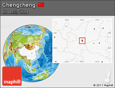 Physical Location Map of Chengcheng, highlighted country