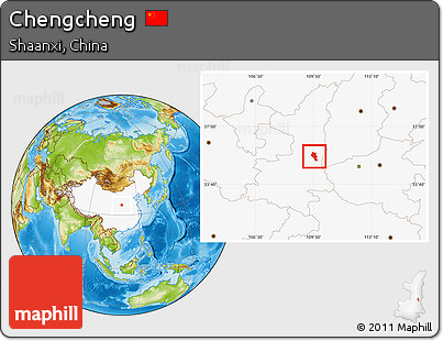 Physical Location Map of Chengcheng, highlighted country